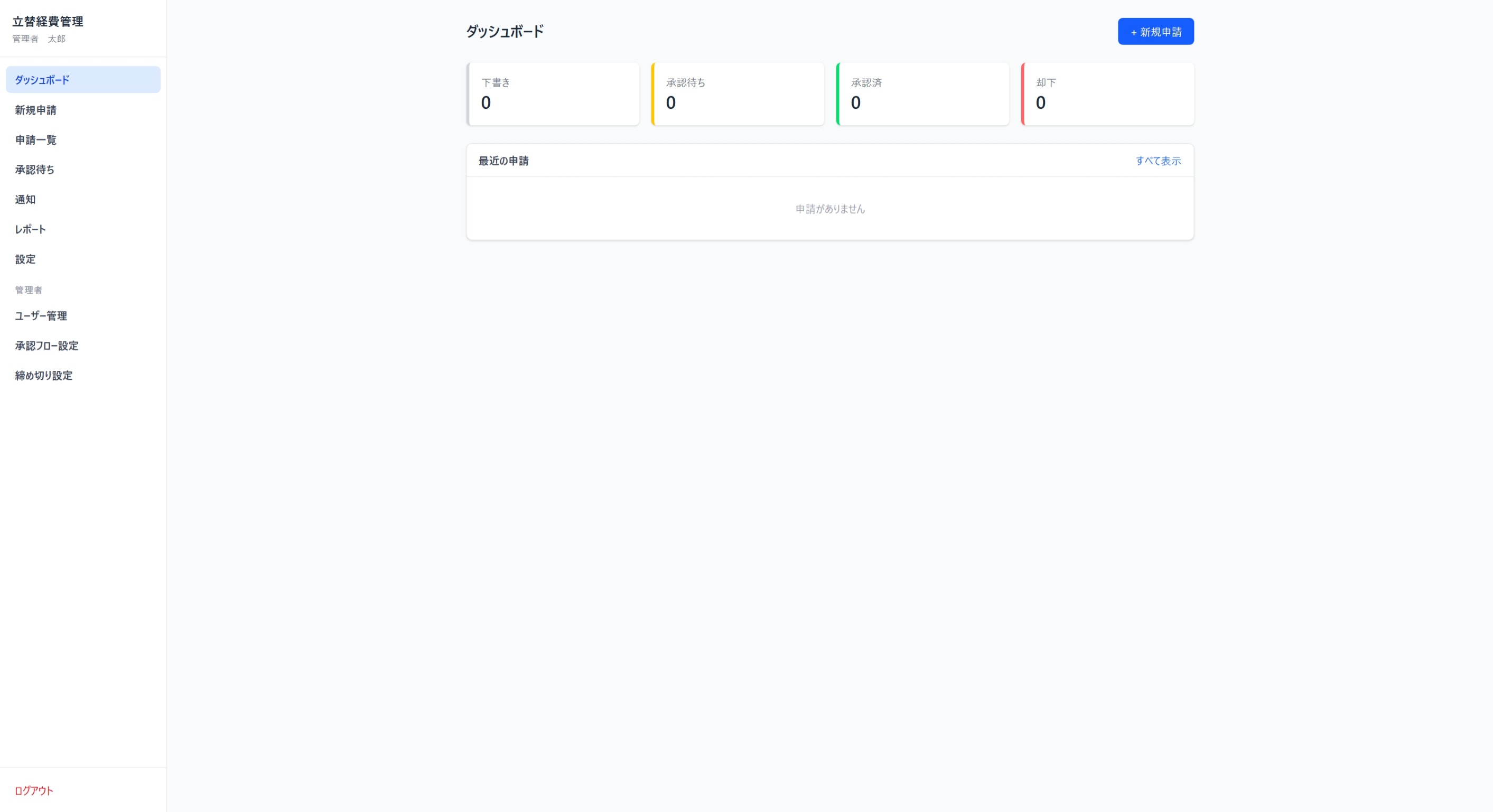 ダッシュボード画面
